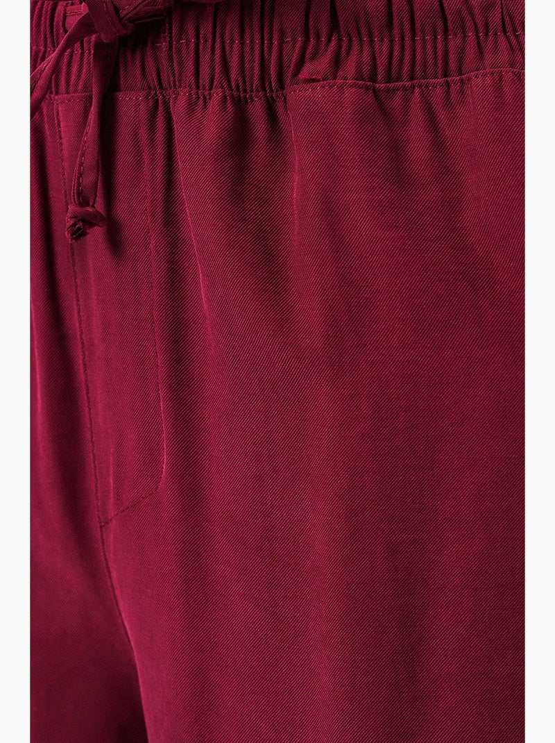 Pantalon à jambe large taille haute avec poche bdart Rouge bordeaux - Kiabi