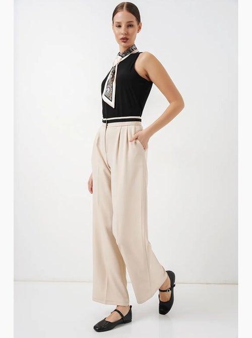 Pantalon à jambe large taille haute avec poches bdart - Kiabi