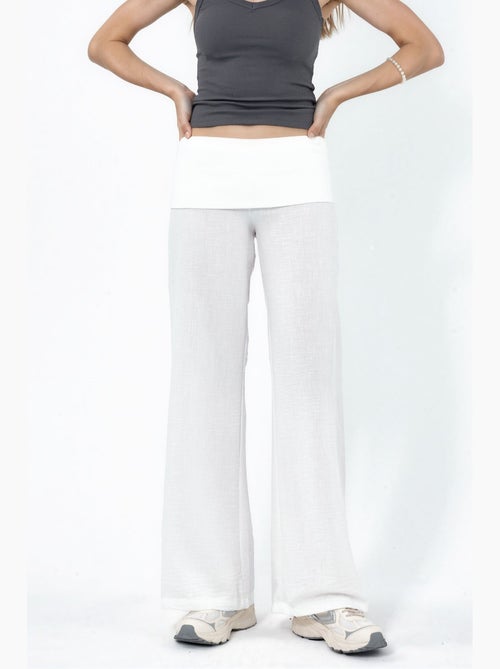 Pantalon à jambe large taille haute busem - Kiabi