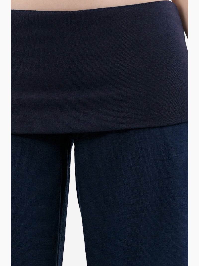 Pantalon à jambe large taille haute busem Bleu marine - Kiabi