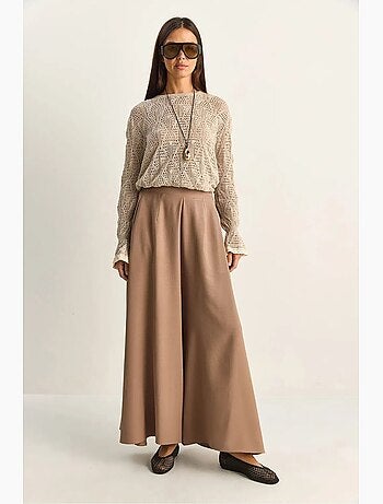 Pantalon à jambe large taille haute lucci