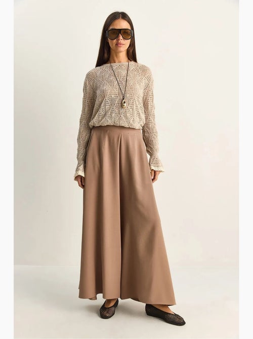 Pantalon à jambe large taille haute lucci - Kiabi Pantalon à jambe large taille haute lucci - Kiabi