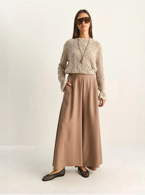 Pantalon à jambe large taille haute lucci - Kiabi Pantalon à jambe large taille haute lucci - Kiabi