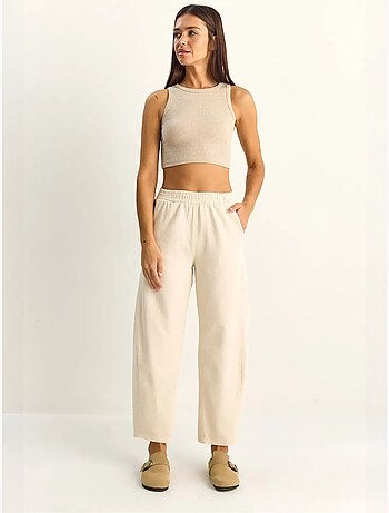 Pantalon à jambes droites avec taille élastique et poches lucci