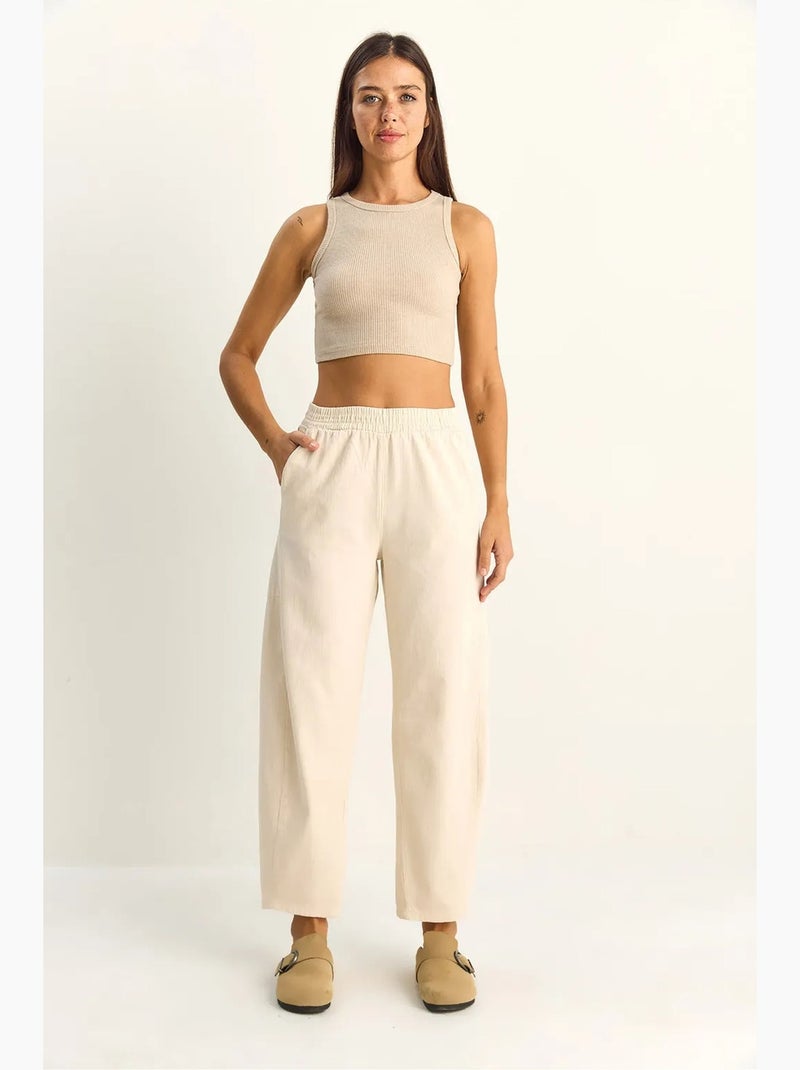 Pantalon à jambes droites avec taille élastique et poches lucci Crème - Kiabi