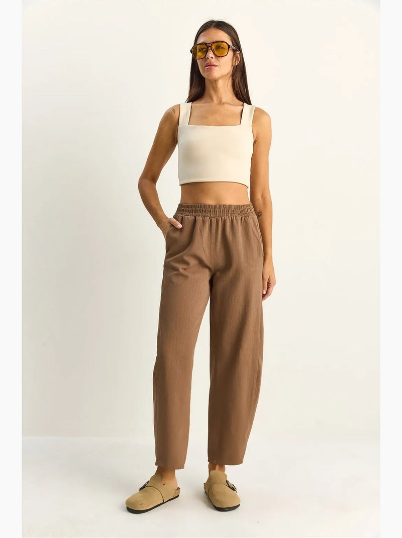 Pantalon à jambes droites avec taille élastique et poches lucci Marron clair - Kiabi