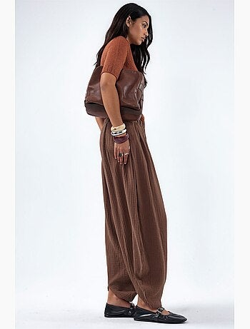 Pantalon à jambes larges avec taille élastique busem