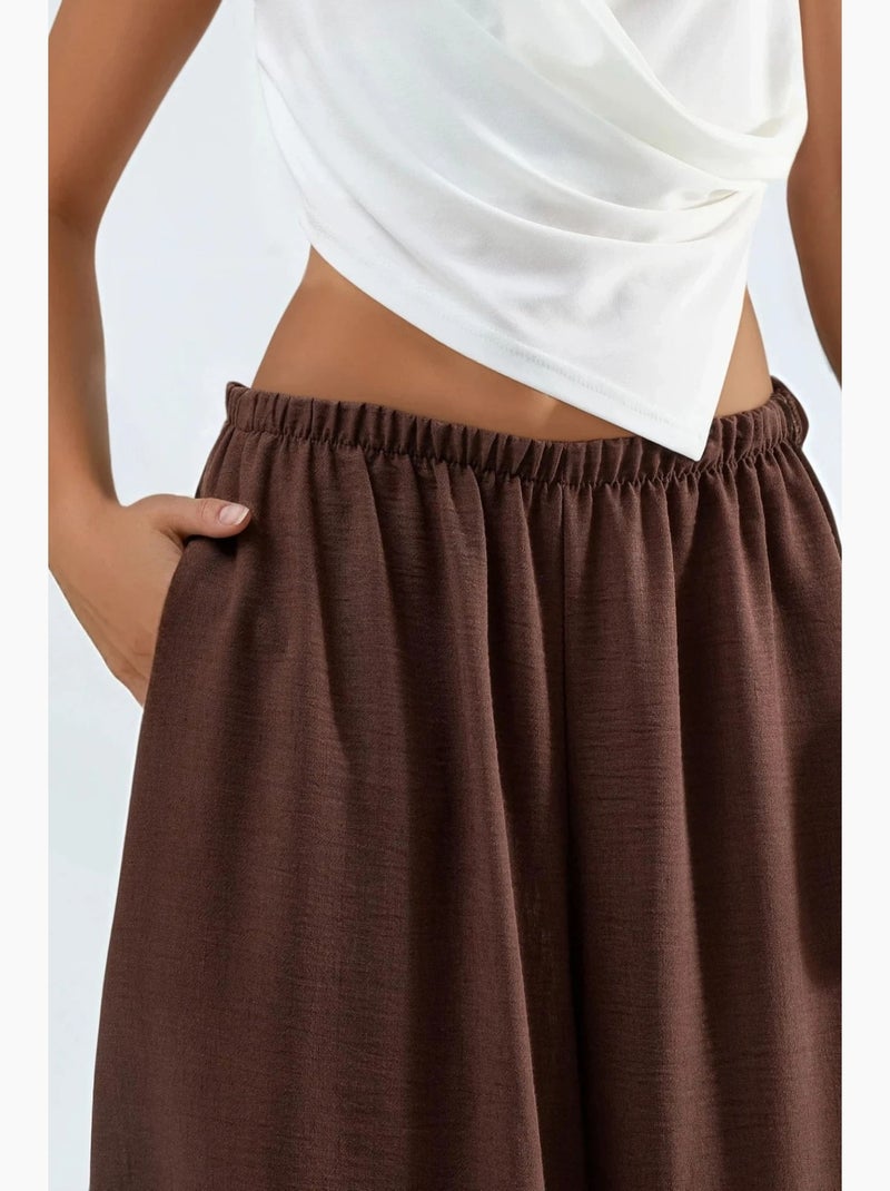 Pantalon à jambes larges busem Marron - Kiabi