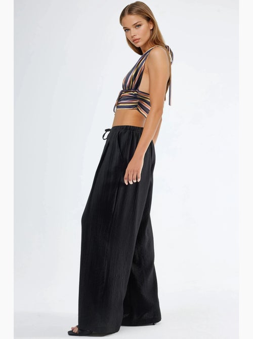 Pantalon à jambes larges et cordon de serrage busem - Kiabi