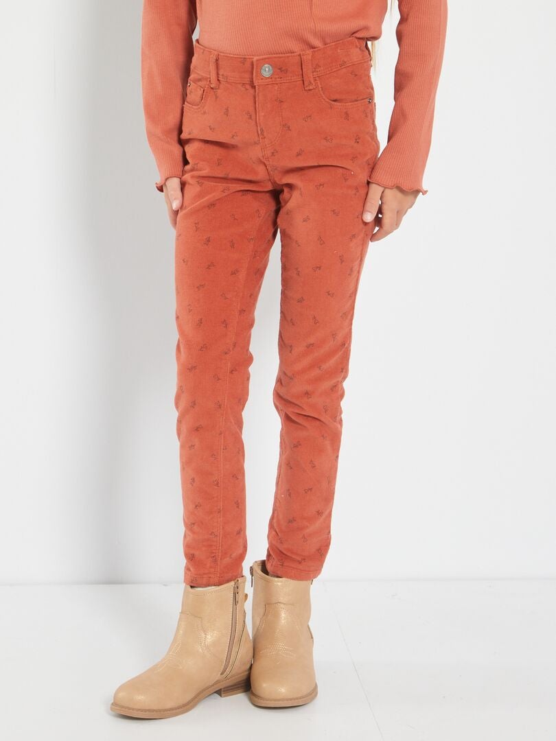 Pantalon à motif en velours Orange - Kiabi