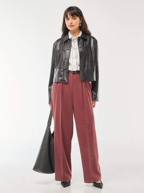 Pantalon à pinces avec ceinture intégrée - Kiabi