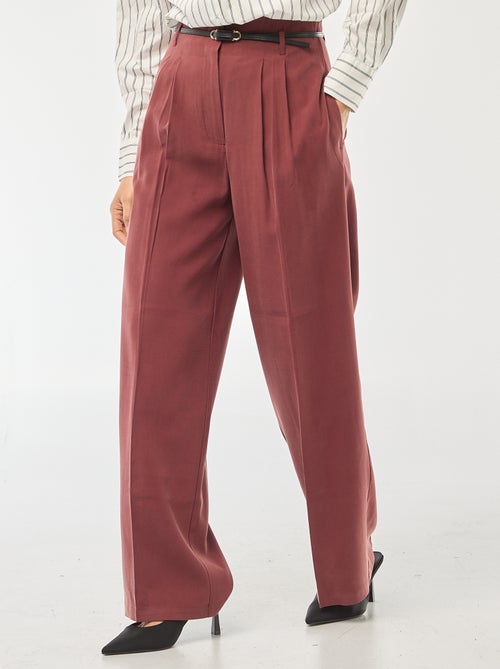 Pantalon à pinces avec ceinture intégrée - Kiabi