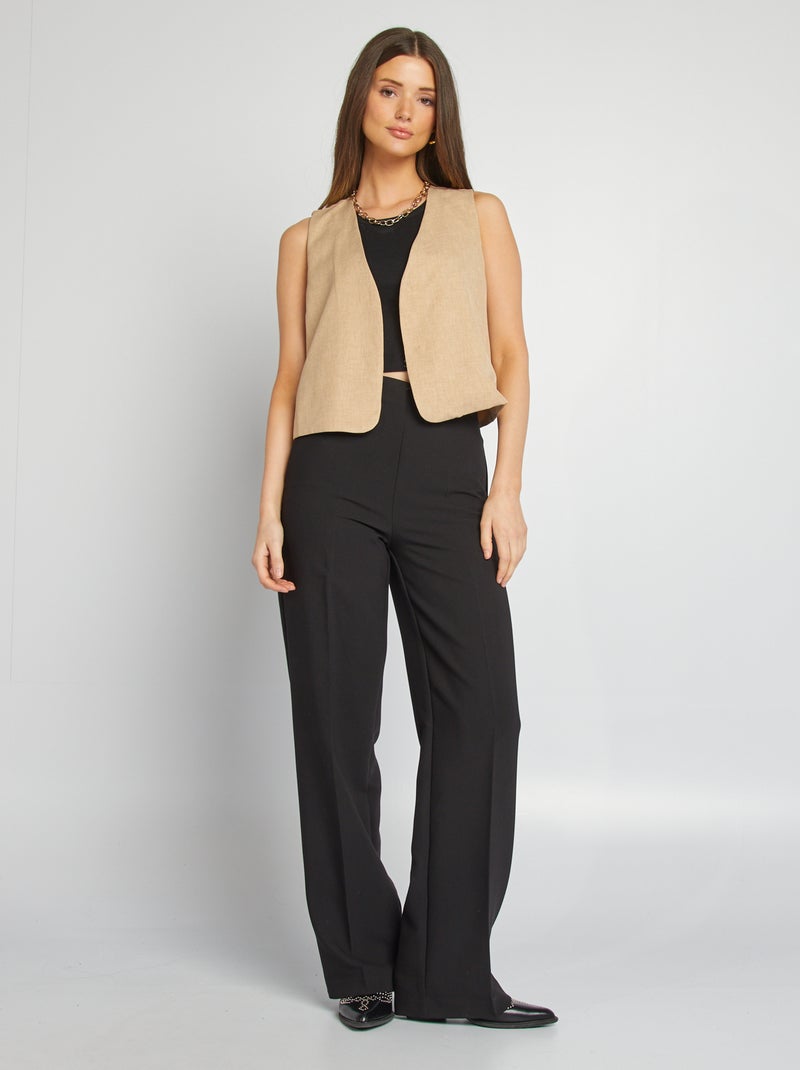 Pantalon à pinces coupe droite noir - Kiabi