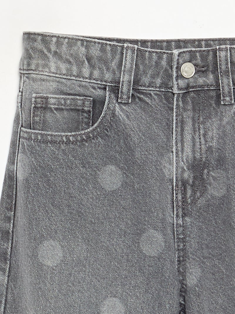 Pantalon à pois en denim Gris - Kiabi