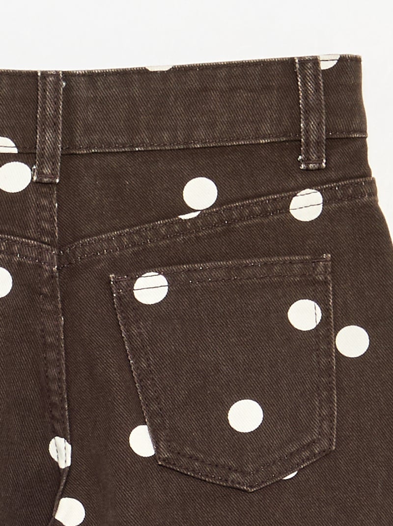 Pantalon à pois en denim Marron - Kiabi