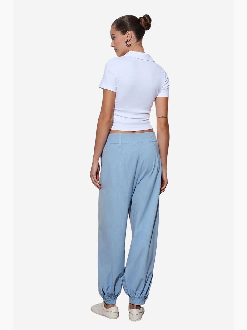 Pantalon à rayures, taille haute et jambe large dilvin Bleu ciel - Kiabi