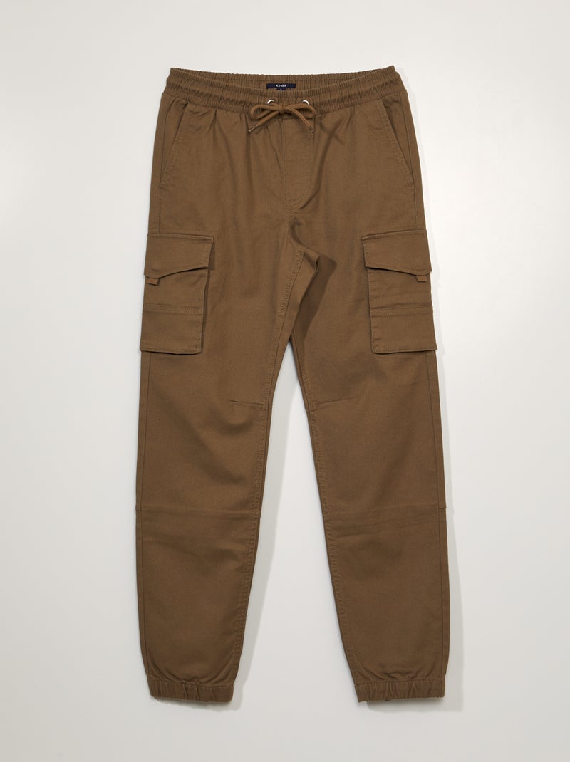 Pantalon à taille élastiquée avec poches Beige - Kiabi