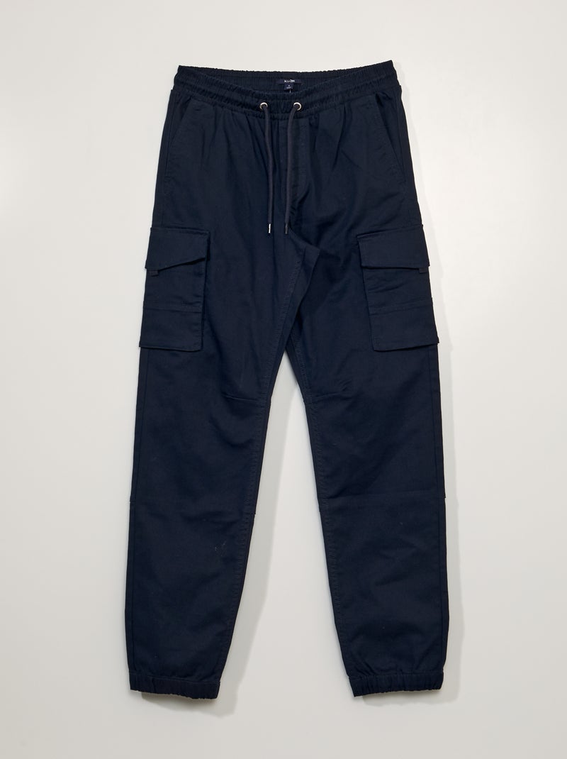 Pantalon à taille élastiquée avec poches Bleu marine - Kiabi