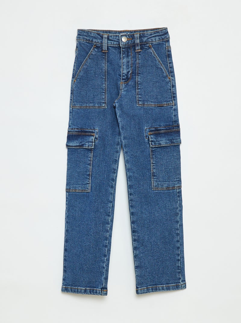 Pantalon ajustée avec poches à rabat - coupe + confortable Bleu - Kiabi