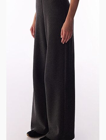 Pantalon ample à jambe large, motif chiné, chaud penti