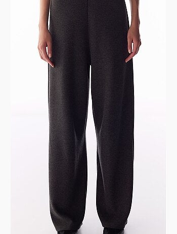 Pantalon ample à jambe large, motif chiné, chaud penti