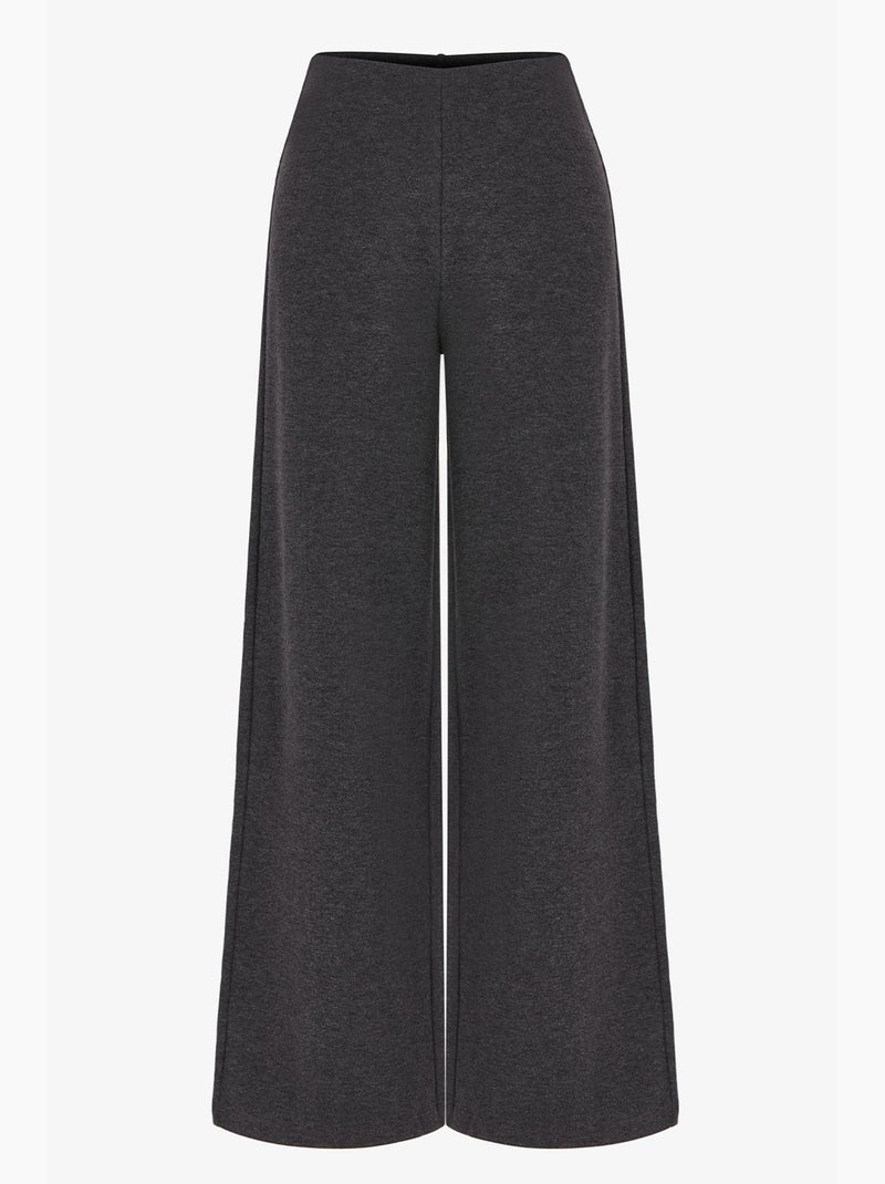 Pantalon ample à jambe large, motif chiné, chaud penti Gris Noir - Kiabi