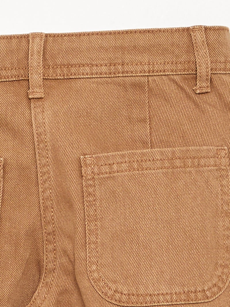 Pantalon ample avec broderies 'fleurs' Marron - Kiabi