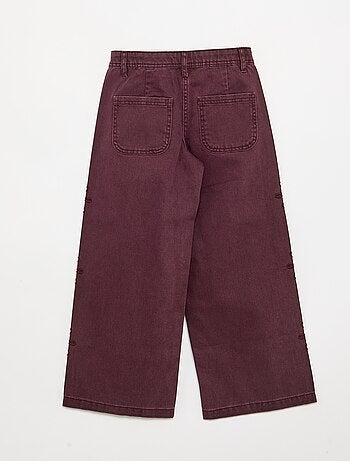 Pantalon ample avec broderies 'fleurs'