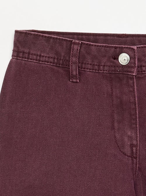 Pantalon ample avec broderies 'fleurs' - Kiabi