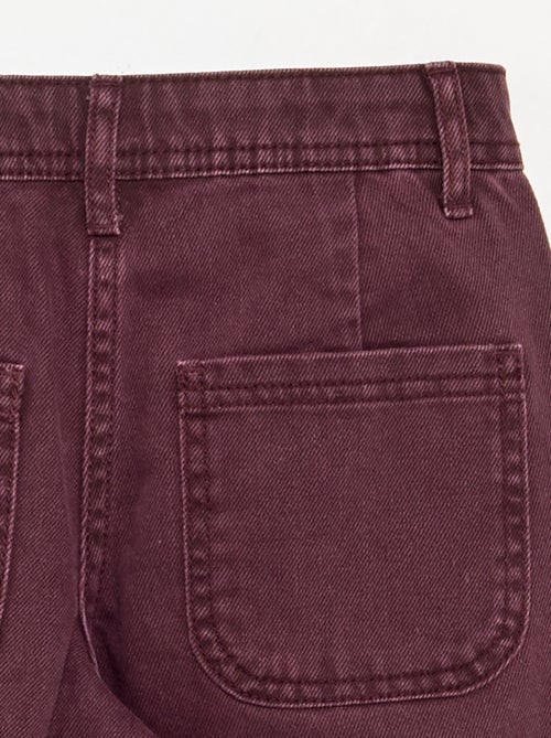 Pantalon ample avec broderies 'fleurs' - Kiabi