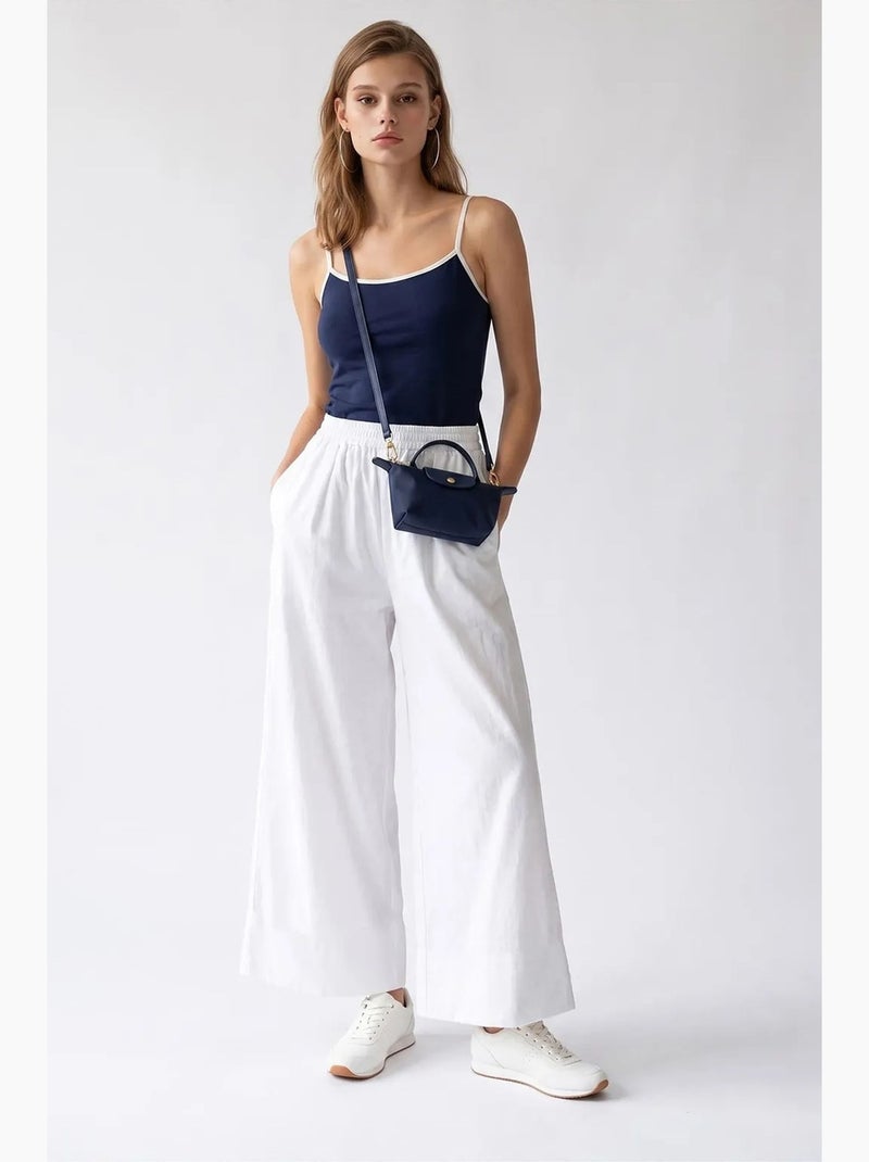 Pantalon ample en tencel, longueur cheville mixray Blanc - Kiabi