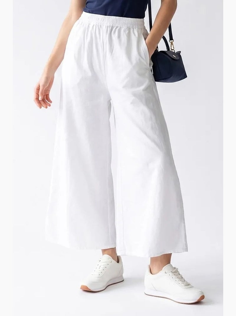 Pantalon ample en tencel, longueur cheville mixray Blanc - Kiabi