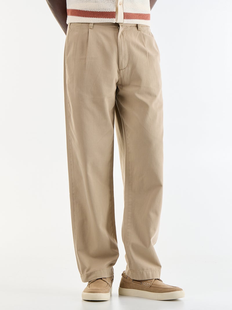 Pantalon au toucher doux Beige - Kiabi