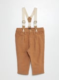 Pantalon avec bretelles BEIGE - Kiabi
