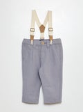 Pantalon avec bretelles BLEU - Kiabi