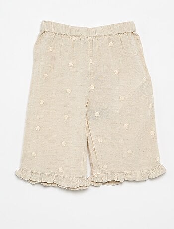 Pantalon avec broderies fleurs
