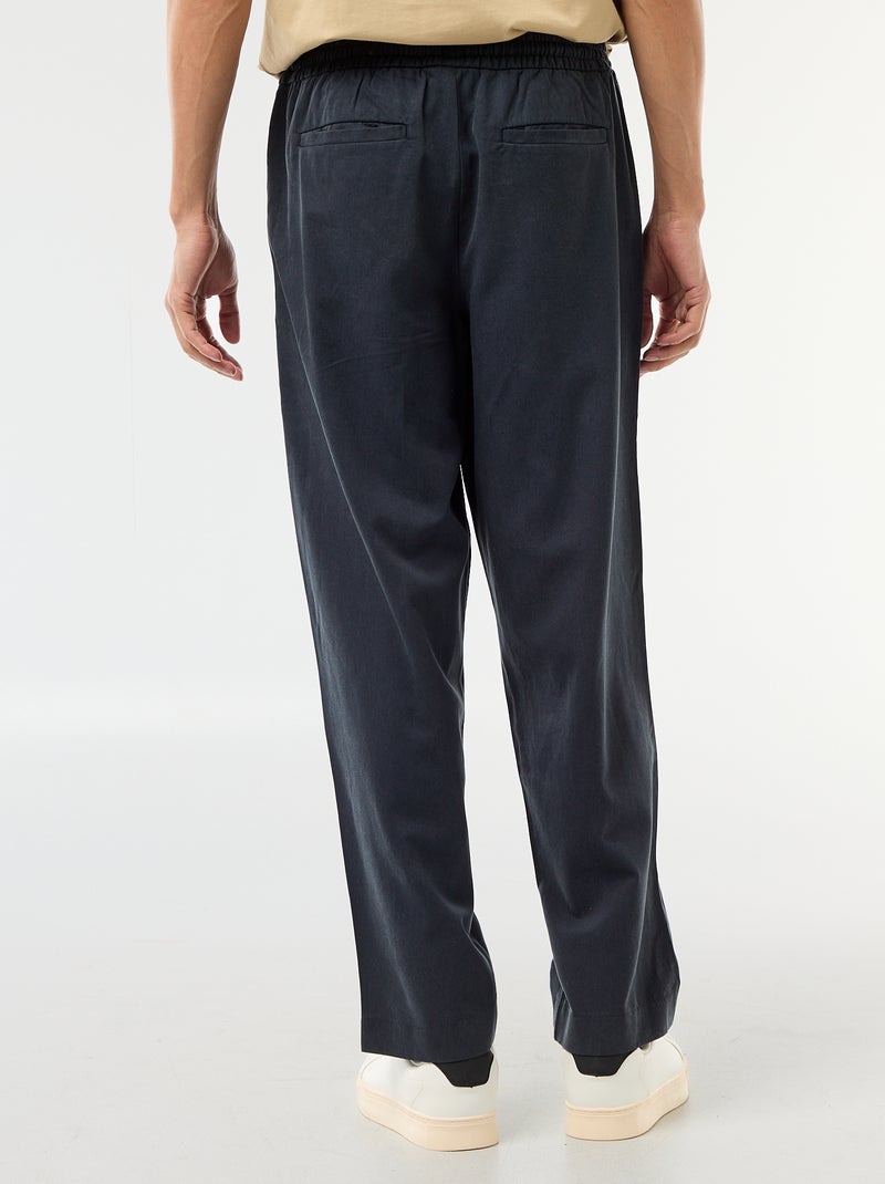 Pantalon avec ceinture élastiquée Bleu - Kiabi