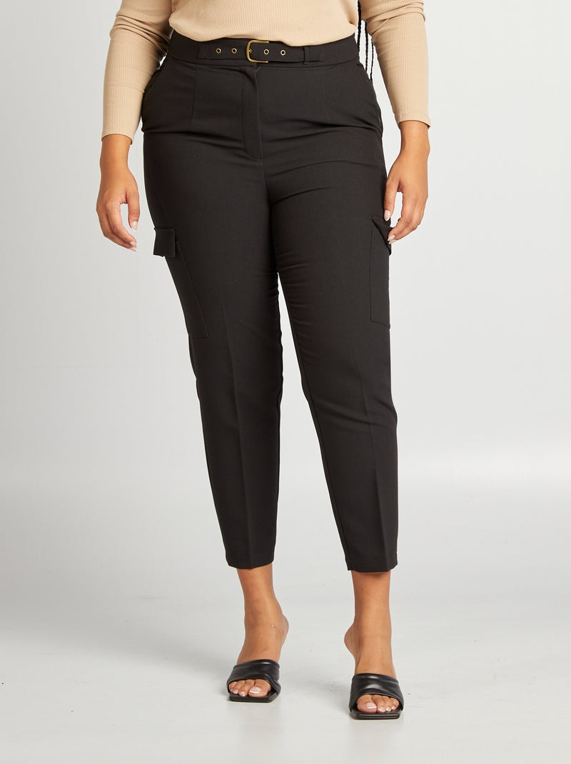 Pantalon avec poches à rabat noir - Kiabi