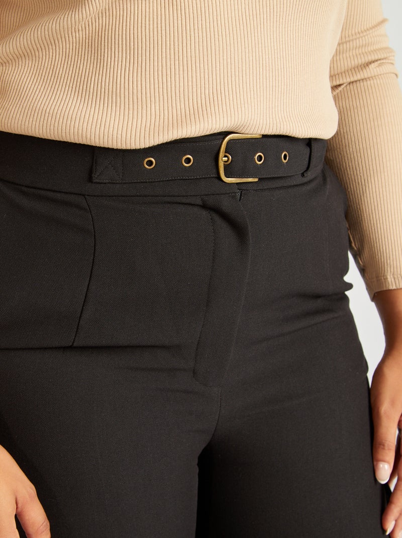 Pantalon avec poches à rabat noir - Kiabi