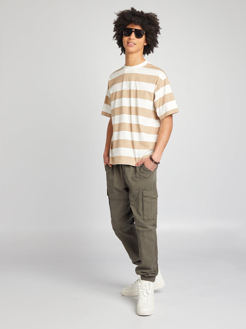 Pantalon avec poches sur les côtés Kaki - Kiabi