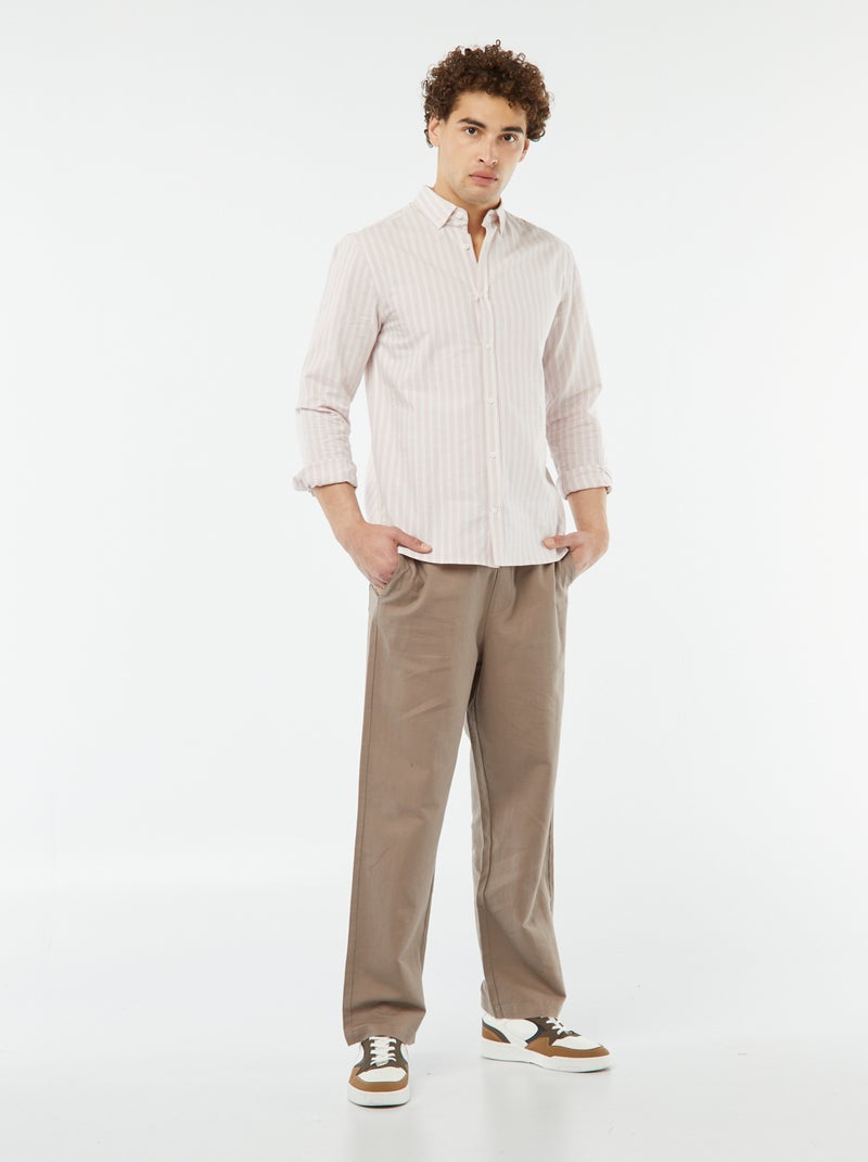 Pantalon avec taille élastiquée et liens à nouer Beige - Kiabi