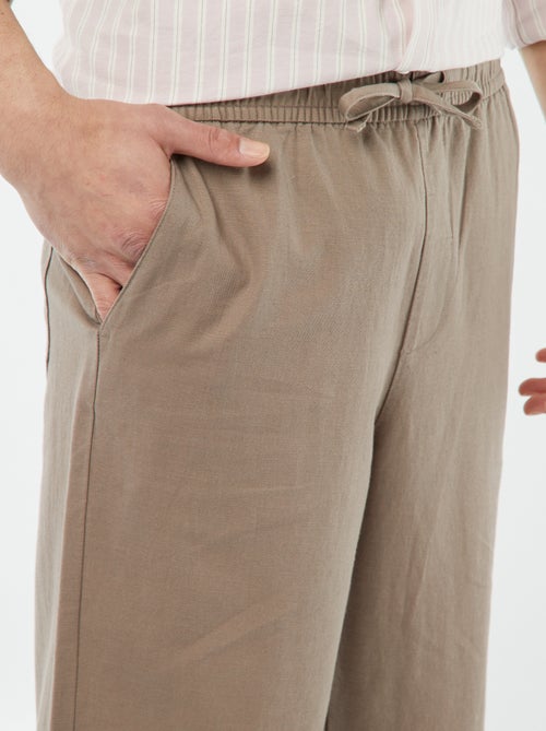 Pantalon avec taille élastiquée et liens à nouer - Kiabi