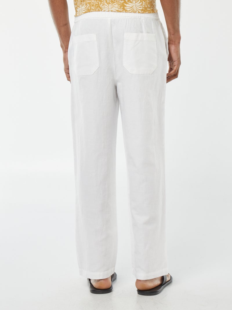 Pantalon avec taille élastiquée et liens à nouer Blanc - Kiabi