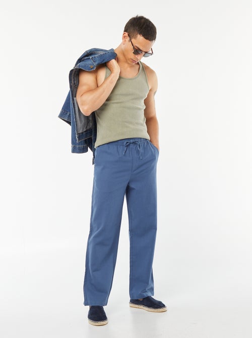 Pantalon avec taille élastiquée et liens à nouer - Kiabi