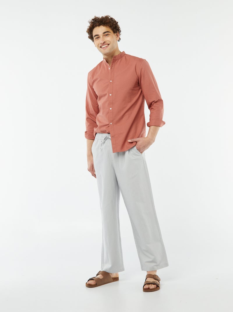 Pantalon avec taille élastiquée et liens à nouer gris - Kiabi