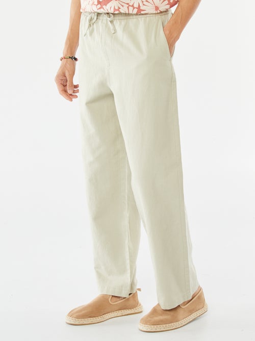 Pantalon avec taille élastiquée et liens à nouer - Kiabi