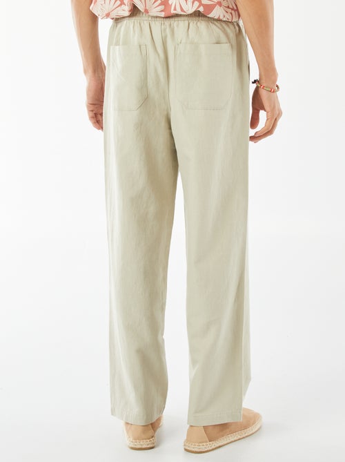 Pantalon avec taille élastiquée et liens à nouer - Kiabi