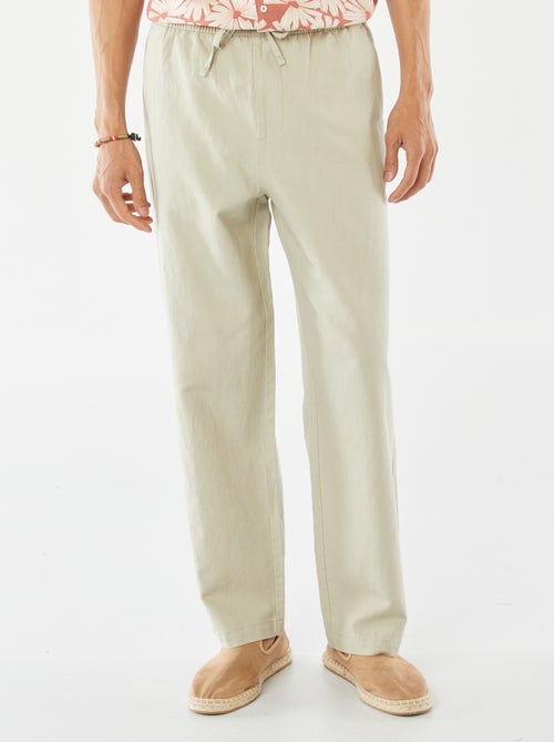 Pantalon avec taille élastiquée et liens à nouer - Kiabi