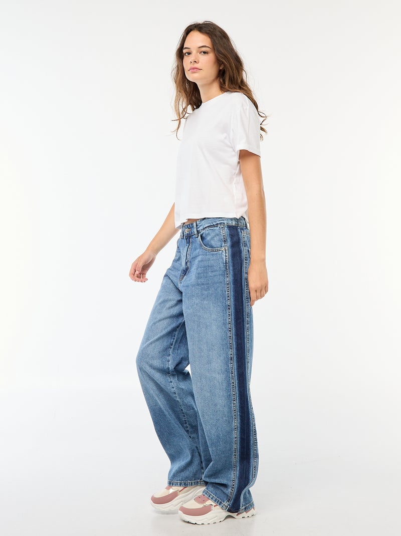 Pantalon baggy contrastant Bleu - Kiabi