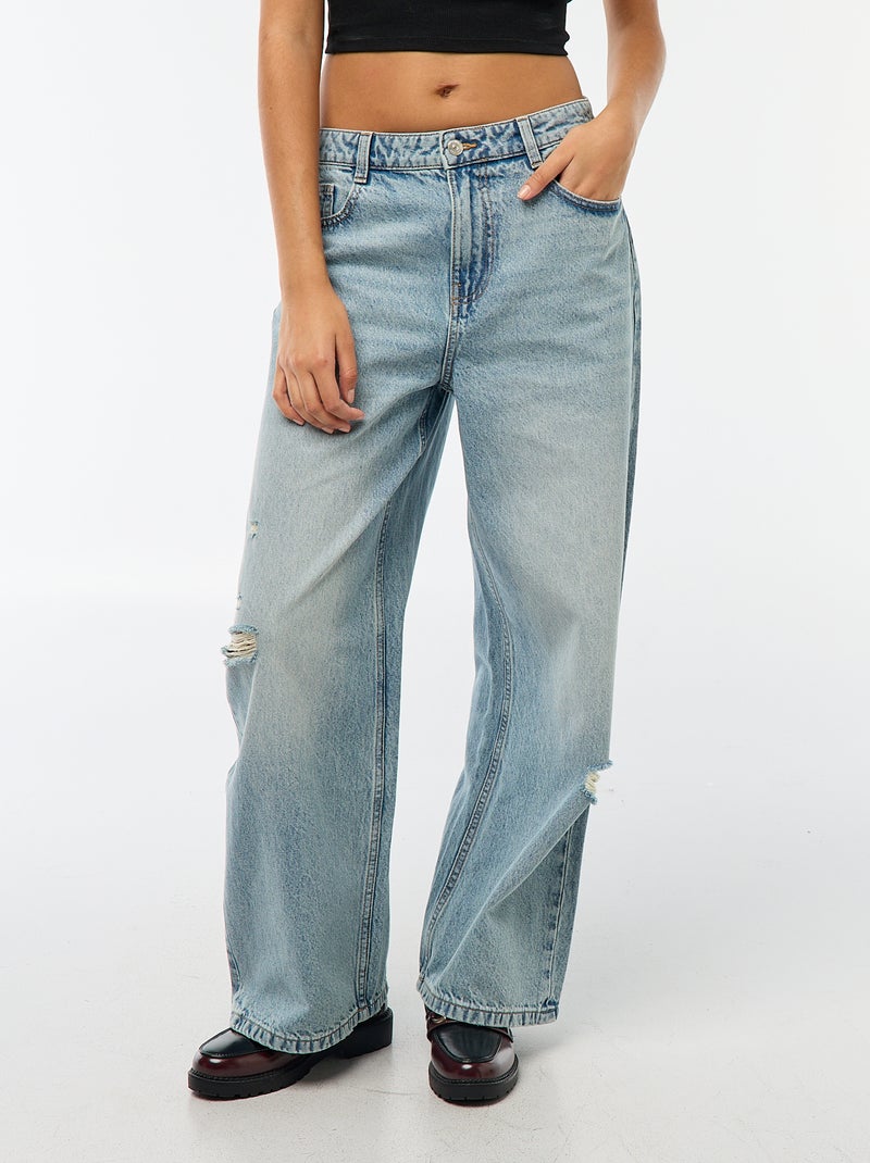 Pantalon baggy taille basse à 5 poches Bleu - Kiabi